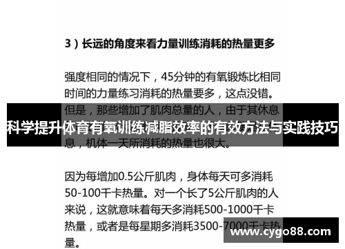 科学提升体育有氧训练减脂效率的有效方法与实践技巧